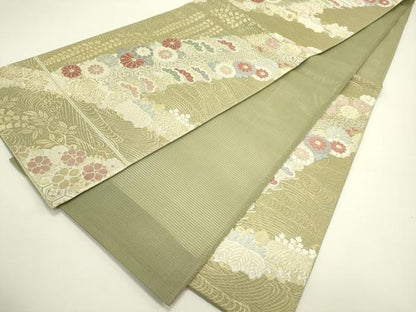 平和屋着物＊夏物 六通柄袋帯 唐織 草花文 金糸 正絹 逸品 CABH5660rv