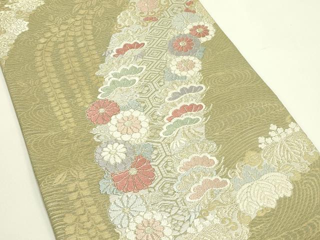 平和屋着物＊夏物 六通柄袋帯 唐織 草花文 金糸 正絹 逸品 CABH5660rv