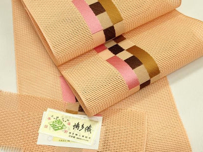 平和屋着物＊夏物　本場筑前博多織　半幅帯　脇山忠道　証紙付き　正絹　逸品　未使用　CABH5662rv