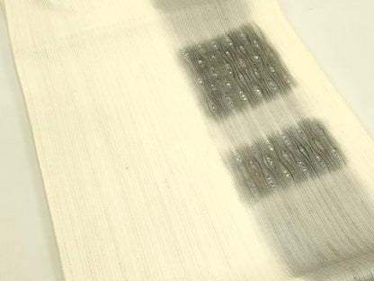 平和屋着物＊夏物　十日町 名門青柳謹製　櫛引織　つけ帯　間道　正絹　逸品　CABH5670rv