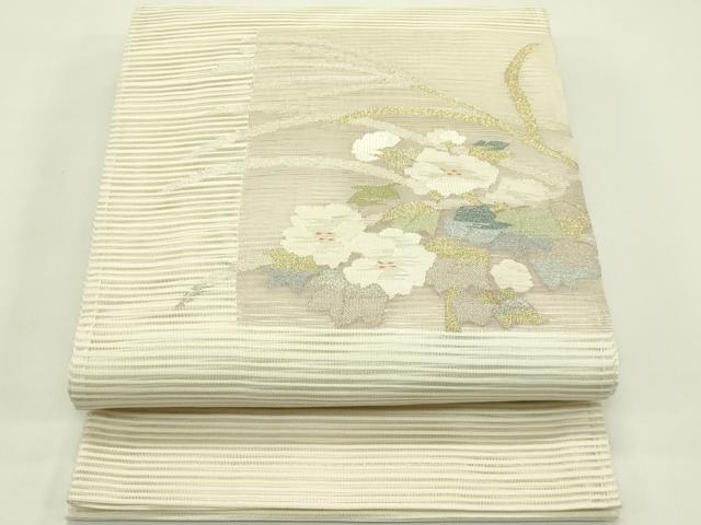 平和屋着物＊夏物 太鼓柄袋帯 絽綴れ 枝花文 金銀糸 正絹 逸品 CABH5674rv