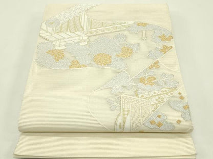平和屋着物＊夏物 太鼓柄袋帯 絽綴れ 御所車花絵巻 金銀糸 正絹 逸品 CABH5675rv