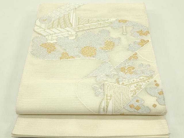 平和屋着物＊夏物 太鼓柄袋帯 絽綴れ 御所車花絵巻 金銀糸 正絹 逸品 CABH5675rv