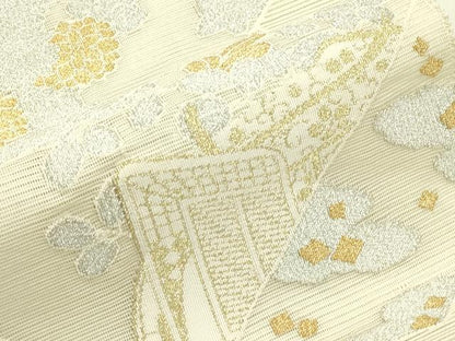 平和屋着物＊夏物 太鼓柄袋帯 絽綴れ 御所車花絵巻 金銀糸 正絹 逸品 CABH5675rv