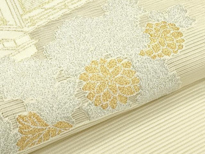 平和屋着物＊夏物 太鼓柄袋帯 絽綴れ 御所車花絵巻 金銀糸 正絹 逸品 CABH5675rv