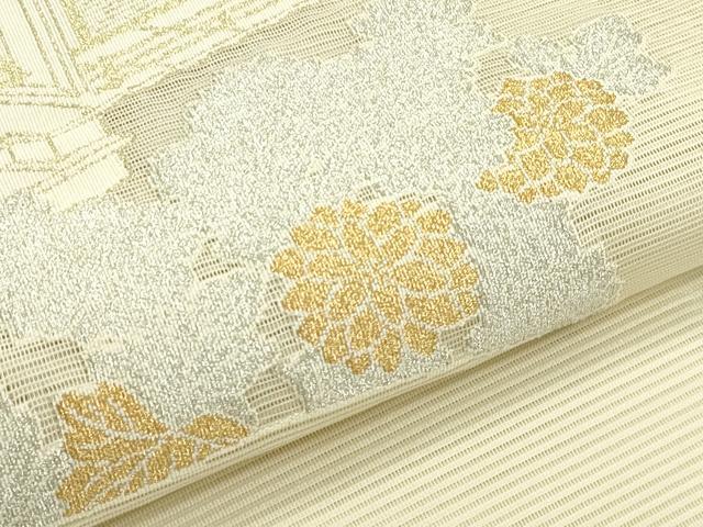 平和屋着物＊夏物 太鼓柄袋帯 絽綴れ 御所車花絵巻 金銀糸 正絹 逸品 CABH5675rv