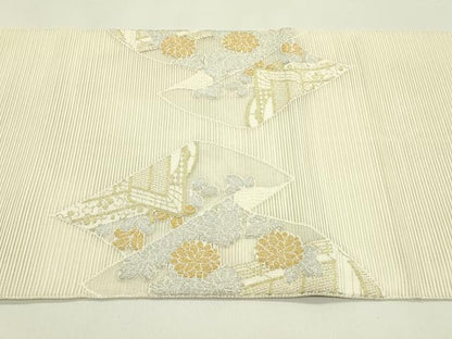 平和屋着物＊夏物 太鼓柄袋帯 絽綴れ 御所車花絵巻 金銀糸 正絹 逸品 CABH5675rv