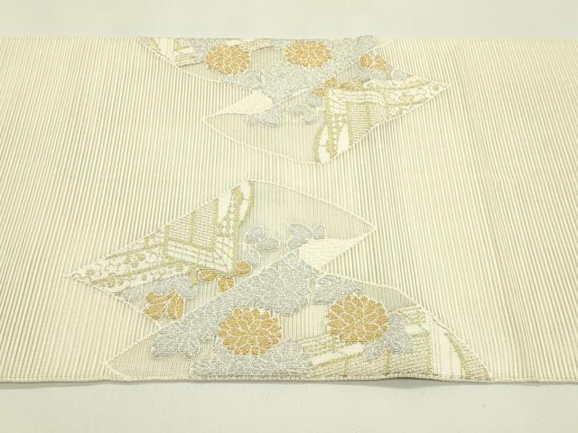 平和屋着物＊夏物 太鼓柄袋帯 絽綴れ 御所車花絵巻 金銀糸 正絹 逸品 CABH5675rv