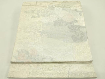 平和屋着物＊夏物 六通柄袋帯 秋草文 銀糸 正絹 逸品 CABH5676rv