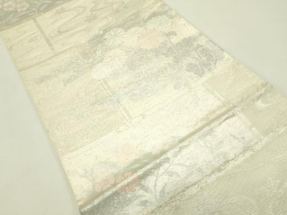 平和屋着物＊夏物 六通柄袋帯 秋草文 銀糸 正絹 逸品 CABH5676rv
