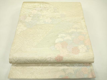 平和屋着物＊夏物 六通柄袋帯 秋草文 銀糸 正絹 逸品 CABH5681rv