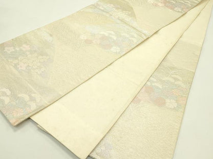平和屋着物＊夏物 六通柄袋帯 秋草文 銀糸 正絹 逸品 CABH5681rv
