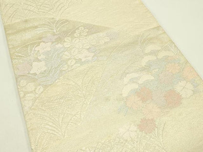 平和屋着物＊夏物 六通柄袋帯 秋草文 銀糸 正絹 逸品 CABH5681rv