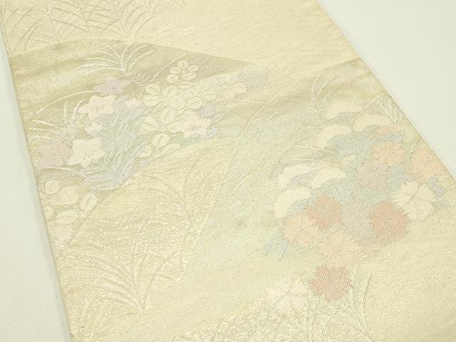 平和屋着物＊夏物 六通柄袋帯 秋草文 銀糸 正絹 逸品 CABH5681rv