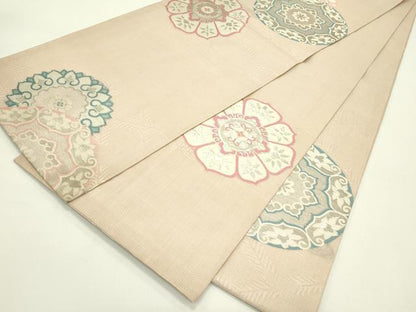 平和屋着物＊夏物　アンティーク　大正ロマン　丸帯　正倉院花文　銀糸　正絹　逸品　CABH5684rv