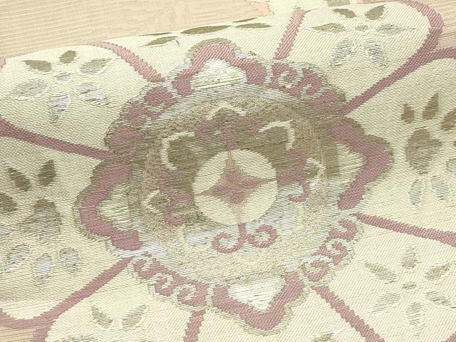 平和屋着物＊夏物　アンティーク　大正ロマン　丸帯　正倉院花文　銀糸　正絹　逸品　CABH5684rv
