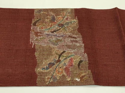 平和屋着物＊夏物 太鼓柄袋帯 草花文 正絹 逸品 CABH5685rv