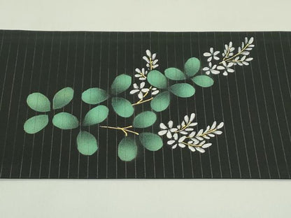 平和屋着物＊夏物　九寸名古屋帯　萩　黒地　CABH5686rv