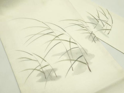 平和屋着物＊夏物　九寸名古屋帯　手描き　草木文　正絹　逸品　CABH5687rv