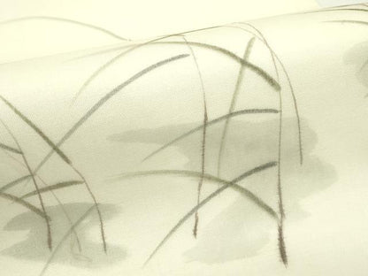 平和屋着物＊夏物　九寸名古屋帯　手描き　草木文　正絹　逸品　CABH5687rv