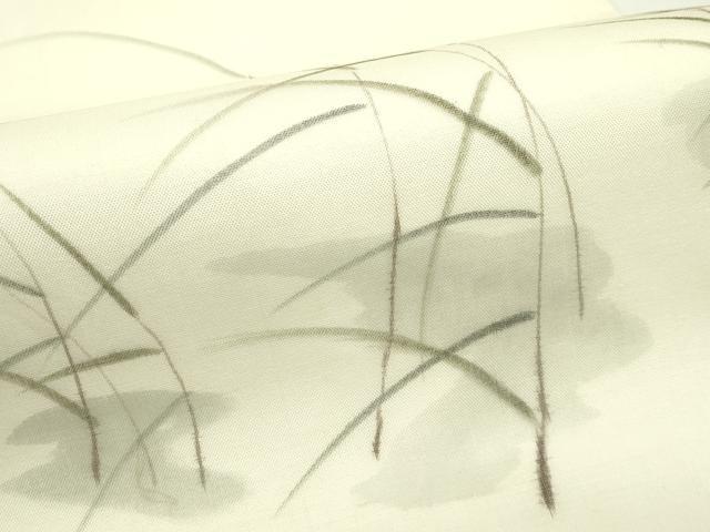 平和屋着物＊夏物　九寸名古屋帯　手描き　草木文　正絹　逸品　CABH5687rv