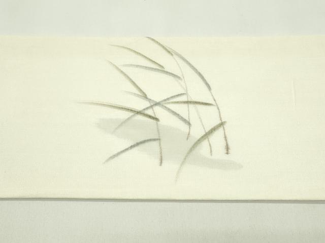 平和屋着物＊夏物　九寸名古屋帯　手描き　草木文　正絹　逸品　CABH5687rv