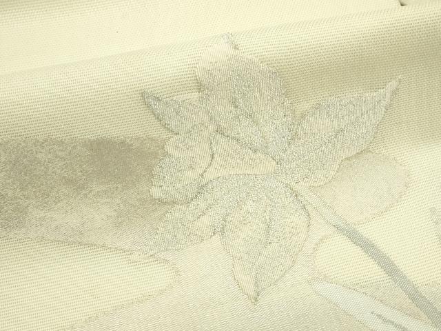 平和屋着物＊夏物　九寸名古屋帯　草花文　銀糸　正絹　逸品　CABH5688rv