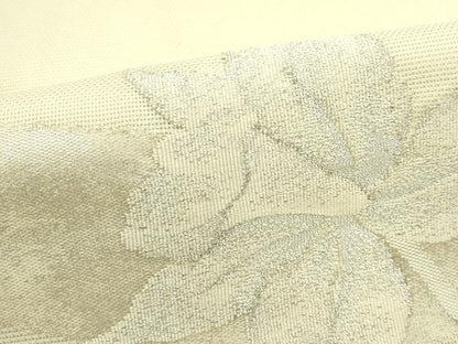 平和屋着物＊夏物　九寸名古屋帯　草花文　銀糸　正絹　逸品　CABH5688rv