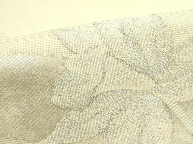 平和屋着物＊夏物　九寸名古屋帯　草花文　銀糸　正絹　逸品　CABH5688rv