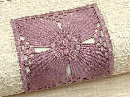 平和屋着物＊夏物　九寸名古屋帯　ドロンワーク　色紙花文　正絹　逸品　CABH5689rv