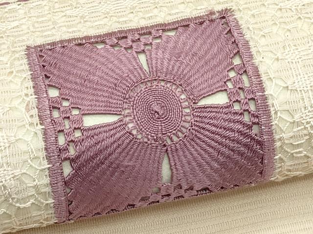 平和屋着物＊夏物　九寸名古屋帯　ドロンワーク　色紙花文　正絹　逸品　CABH5689rv