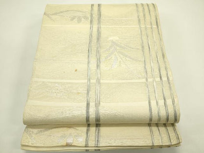 平和屋着物＊夏物 六通柄袋帯 草花間道 銀糸 正絹 逸品 CABH5698rv