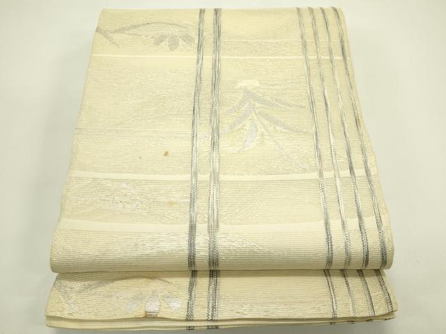 平和屋着物＊夏物 六通柄袋帯 草花間道 銀糸 正絹 逸品 CABH5698rv