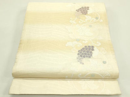 平和屋着物▽六通柄袋帯　スリーシーズン　春夏秋　唐織　葡萄唐草文　正絹　逸品　CABH5701rv