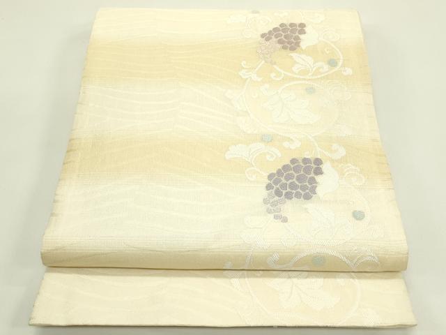 平和屋着物▽六通柄袋帯　スリーシーズン　春夏秋　唐織　葡萄唐草文　正絹　逸品　CABH5701rv
