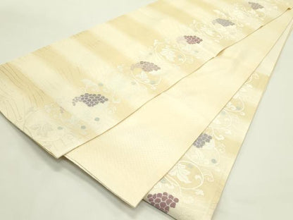 平和屋着物▽六通柄袋帯　スリーシーズン　春夏秋　唐織　葡萄唐草文　正絹　逸品　CABH5701rv