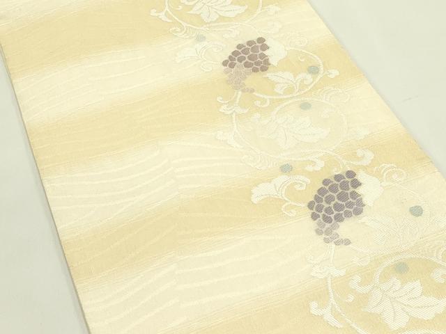 平和屋着物▽六通柄袋帯　スリーシーズン　春夏秋　唐織　葡萄唐草文　正絹　逸品　CABH5701rv