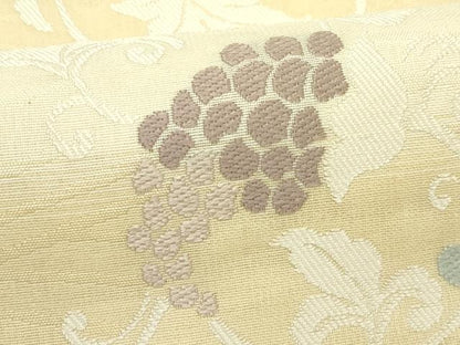平和屋着物▽六通柄袋帯　スリーシーズン　春夏秋　唐織　葡萄唐草文　正絹　逸品　CABH5701rv
