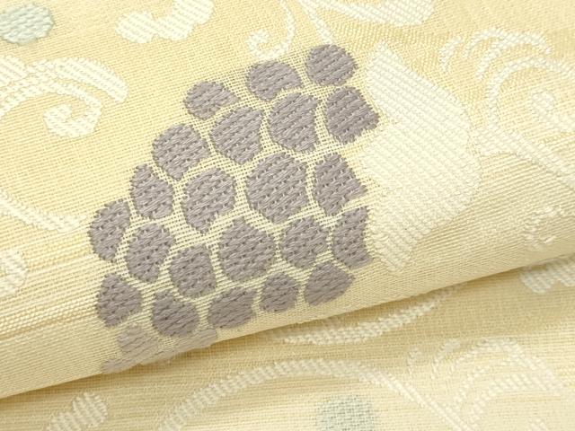 平和屋着物▽六通柄袋帯　スリーシーズン　春夏秋　唐織　葡萄唐草文　正絹　逸品　CABH5701rv