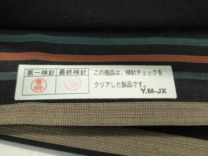 平和屋着物＊夏物 西陣 木野織物 菱屋善兵衛謹製 両面 六通柄袋帯 松葉丸文 黒地 正絹 逸品 CABH5703rv