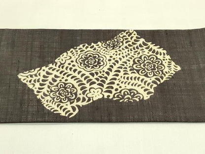 平和屋着物＊夏物　九寸名古屋帯　作家物　伊勢型染　草花文　麻　逸品　未使用　CABH5707rv