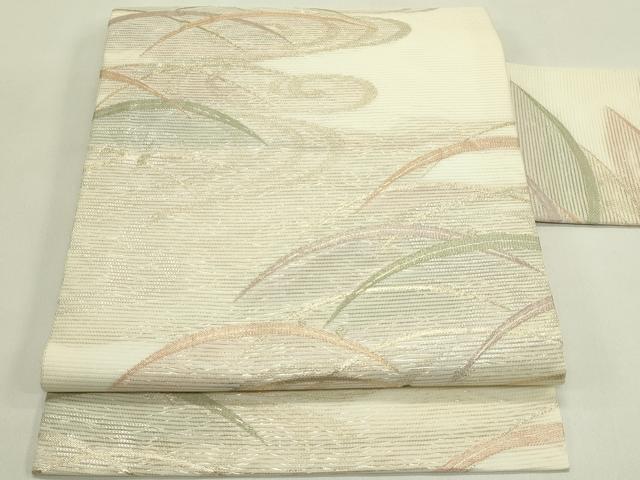 平和屋着物＊夏物　九寸名古屋帯　露芝文　金糸　正絹　逸品　CABH5708rv