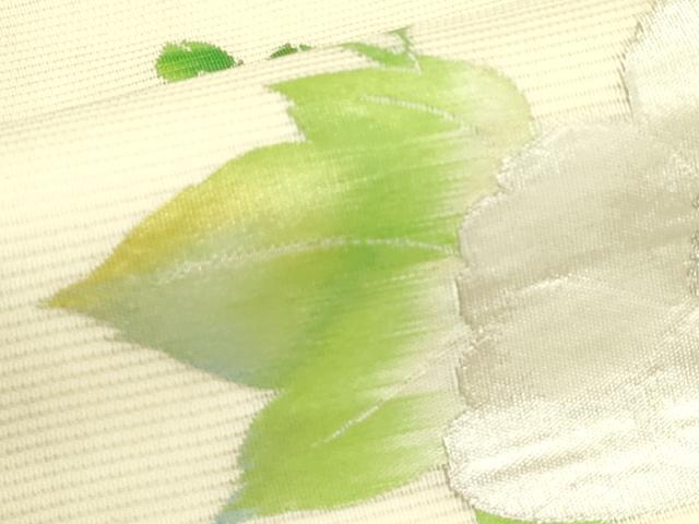 平和屋着物＊夏物　九寸名古屋帯　牡丹　銀糸　正絹　逸品　CABH5709rv