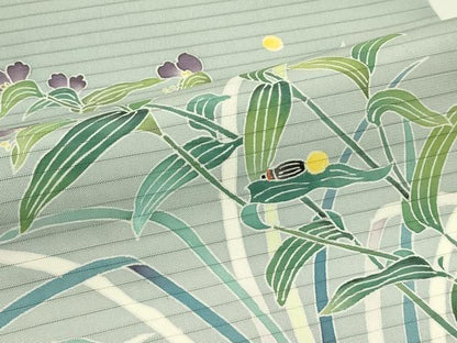 平和屋着物＊夏物　東京手描き友禅作家　真淵貴昭　絽塩瀬　九寸名古屋帯　蛍　草花文　正絹　逸品　CABH5710rv