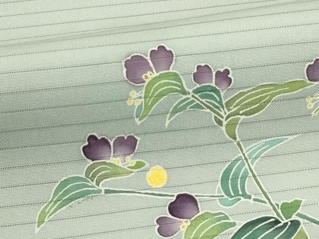 平和屋着物＊夏物　東京手描き友禅作家　真淵貴昭　絽塩瀬　九寸名古屋帯　蛍　草花文　正絹　逸品　CABH5710rv