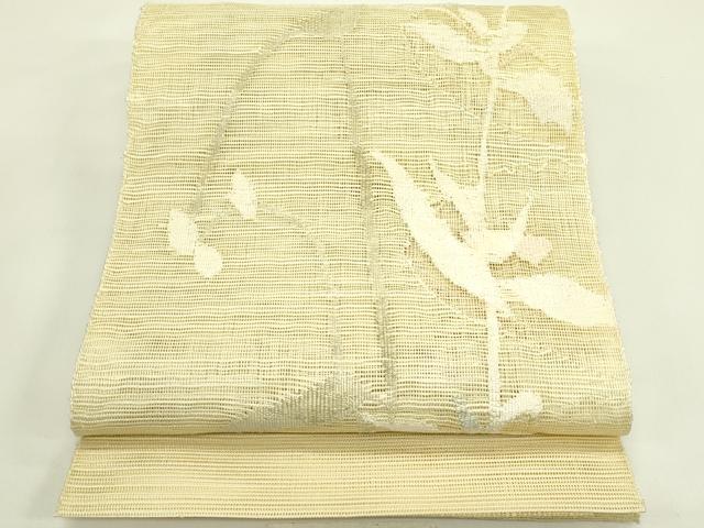 平和屋着物＊夏物　西陣　都謹製　八寸名古屋帯　草花文　証紙付き　正絹　逸品　CABH5711rv