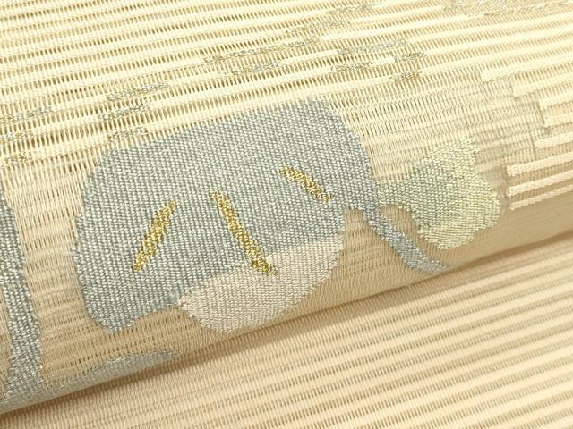 平和屋着物＊夏物　八寸名古屋帯　絽綴れ　エ霞草花文　金糸　正絹　逸品　CABH5712rv
