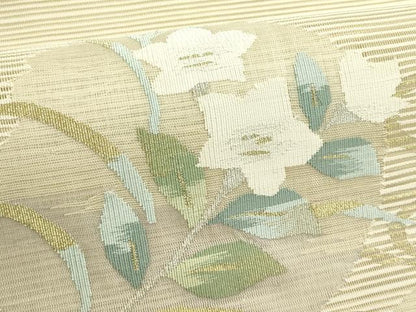平和屋着物＊夏物　八寸名古屋帯　絽綴れ　桔梗萩丸文　金銀糸　正絹　逸品　CABH5713rv