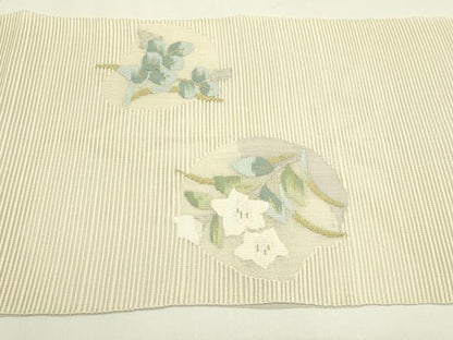 平和屋着物＊夏物　八寸名古屋帯　絽綴れ　桔梗萩丸文　金銀糸　正絹　逸品　CABH5713rv