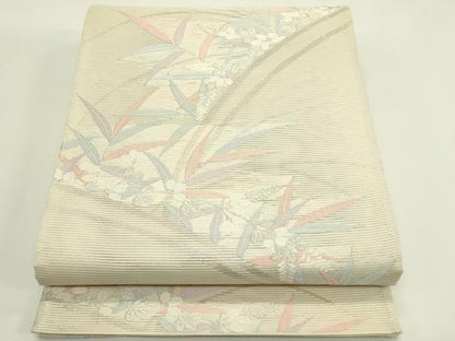 平和屋着物＊夏物　六通柄袋帯　萩　銀糸　正絹　逸品　未使用　CABH5716rv